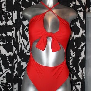 Red Cutout Bathing Suit